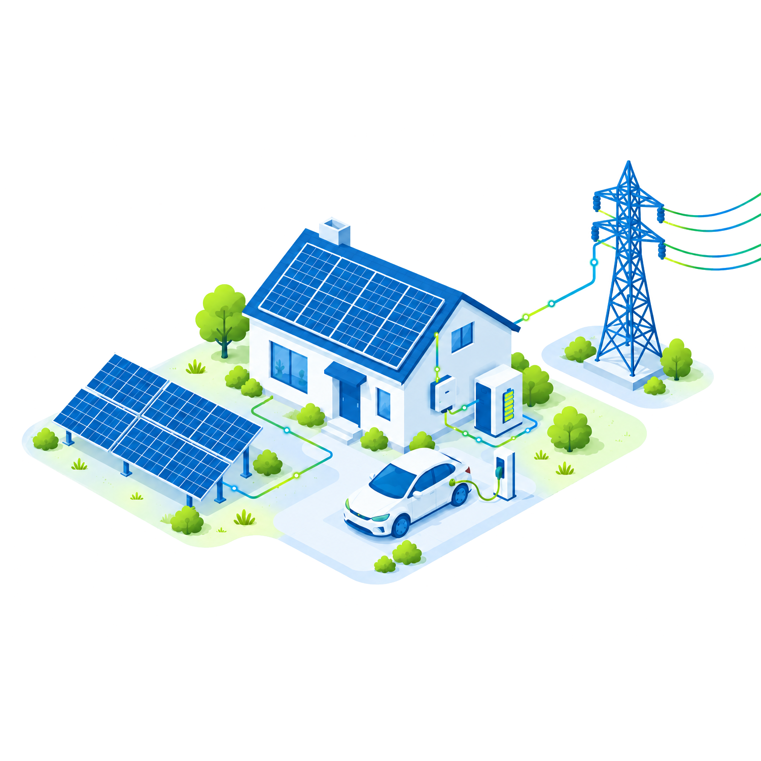 Ilustrasi sistem PLTS Hybrid