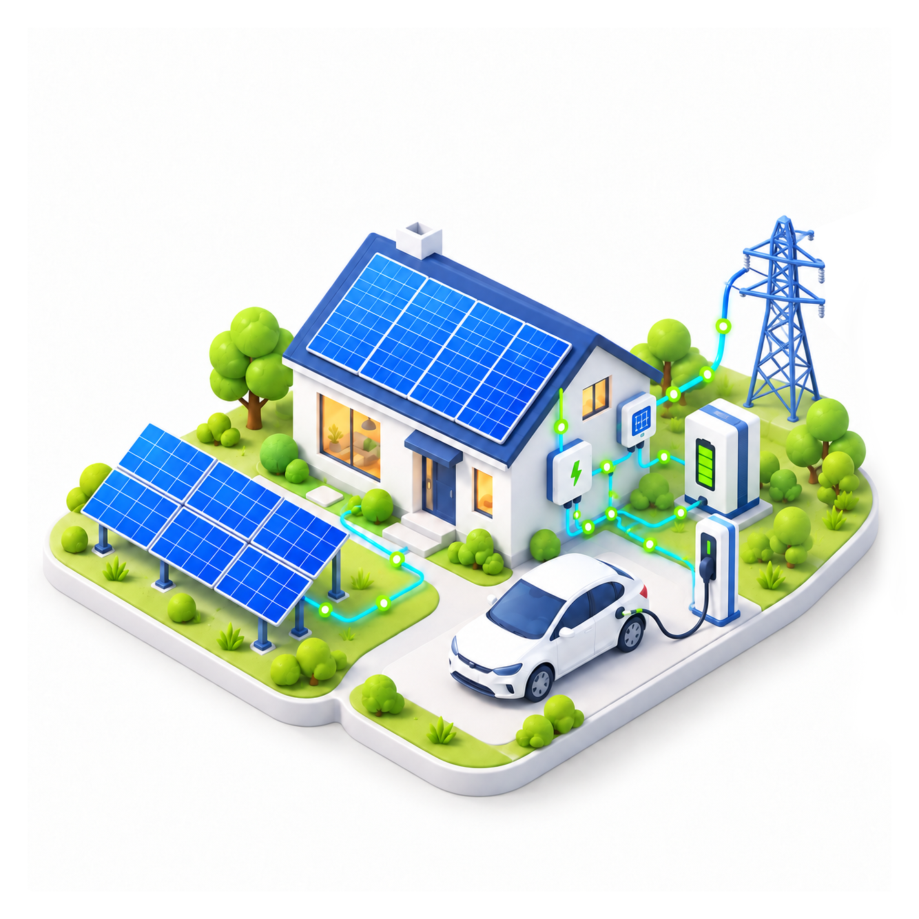 Ilustrasi sistem PLTS Hybrid